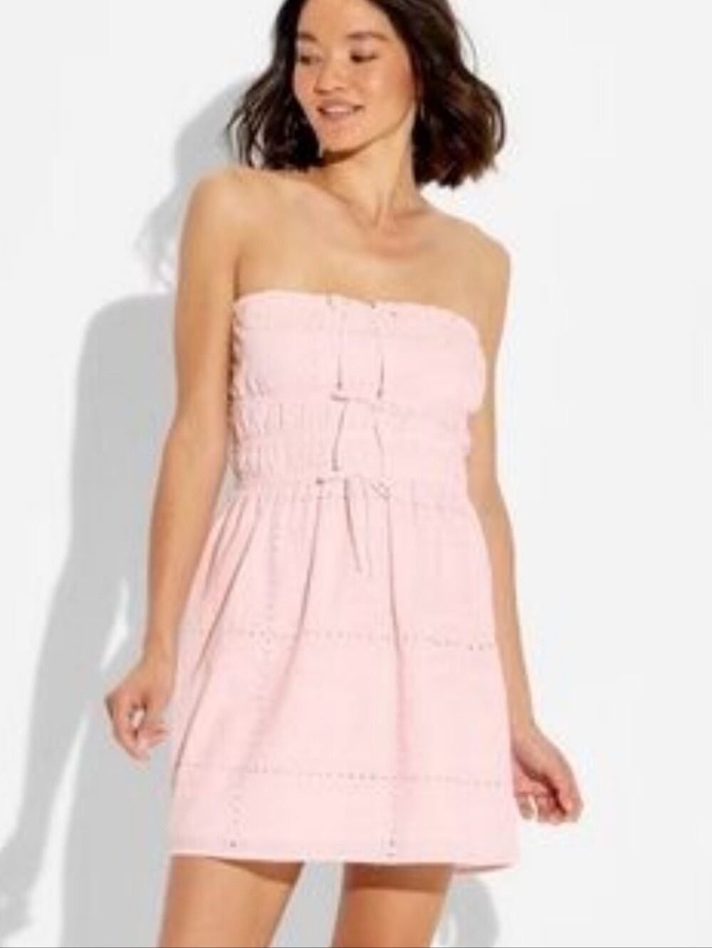 wild fable Strapless Light Pink Eyelet Sundress